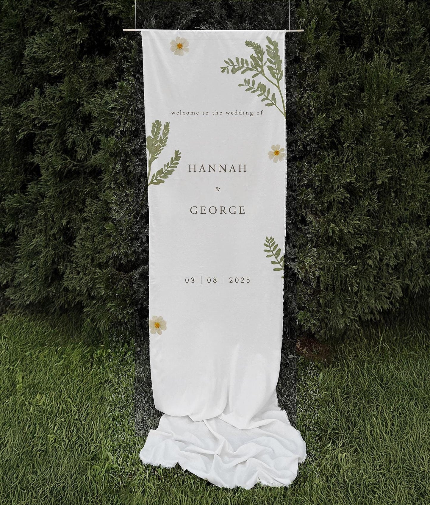 Enchanted Forest Boho Wedding Welcome Sign on Cotton Linen