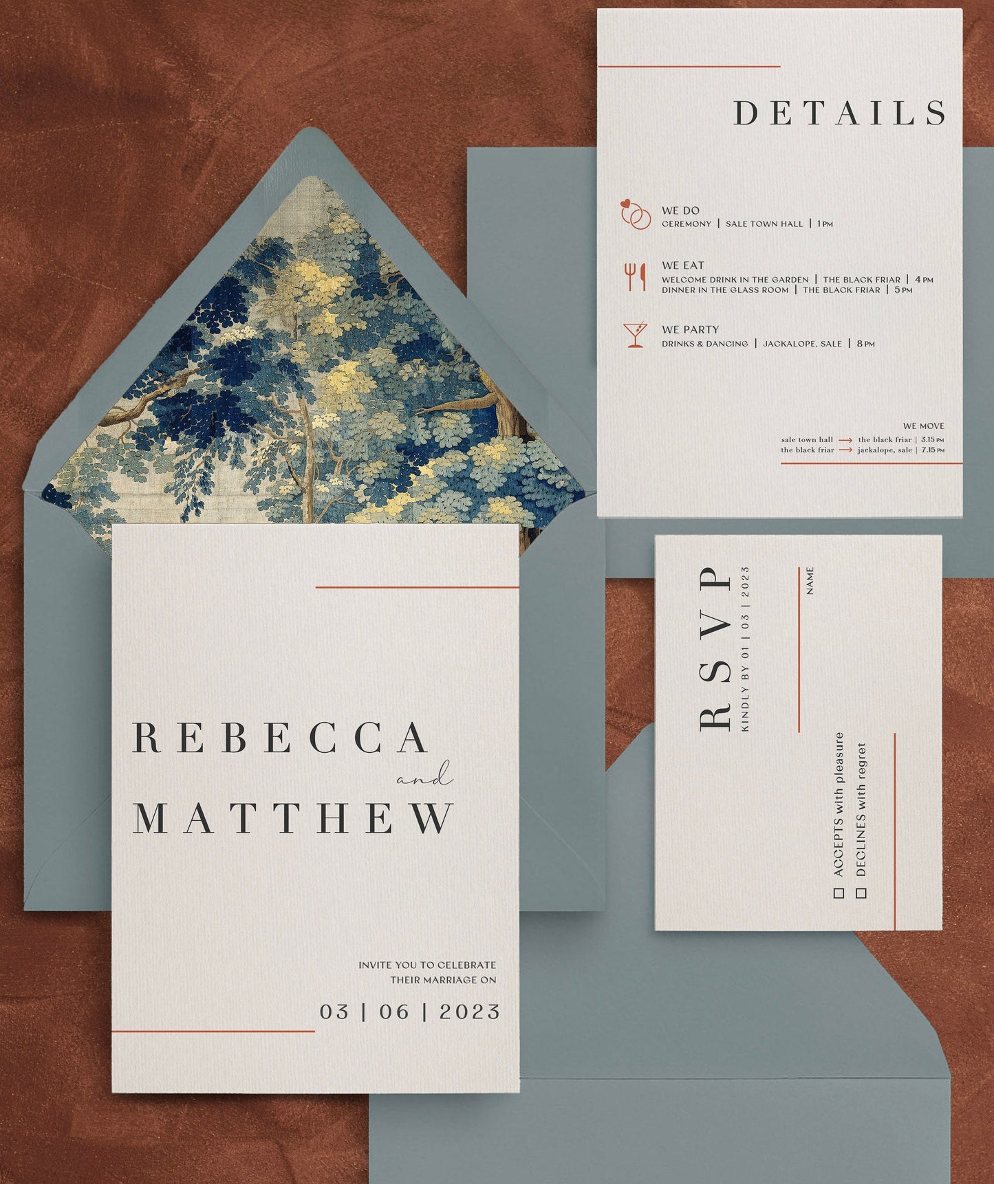 Classic Minimalist Wedding Invitation Suite