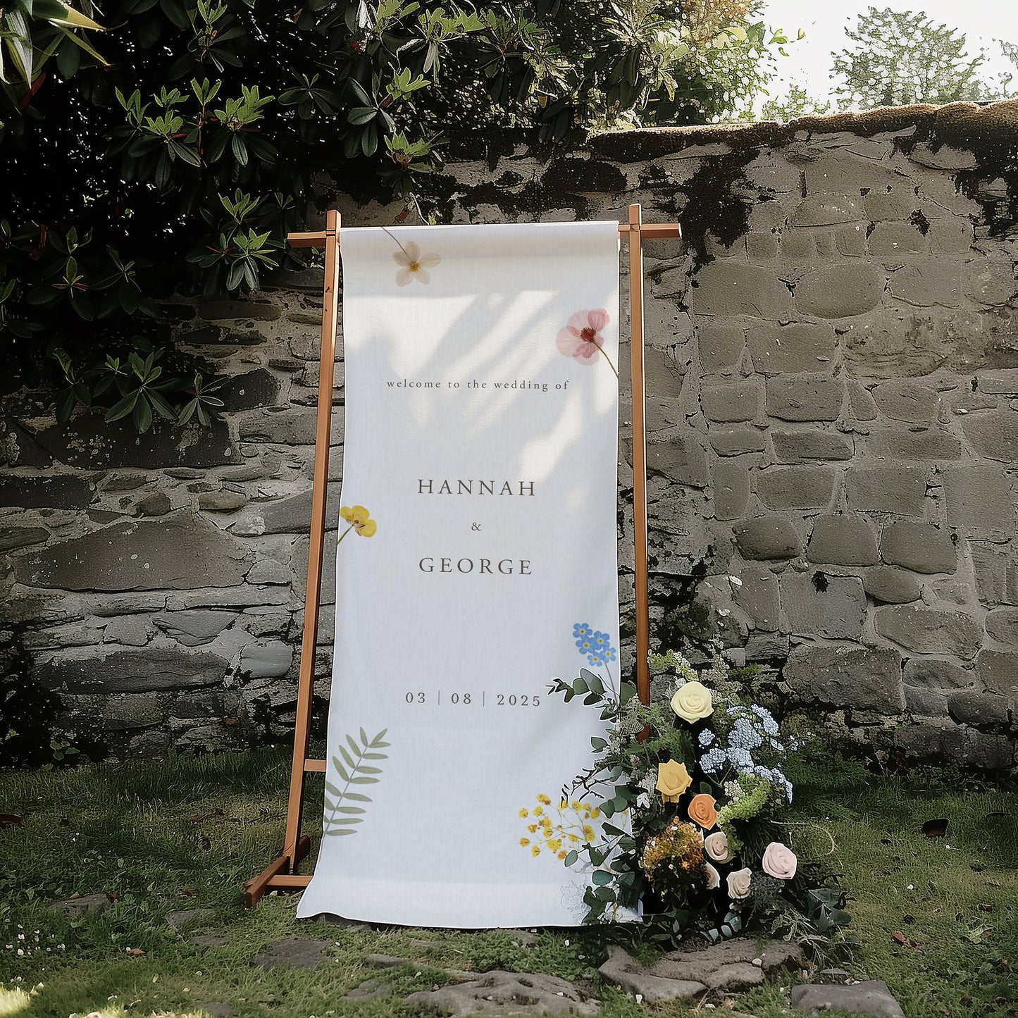 Wildflower Boho Linen Welcome Sign