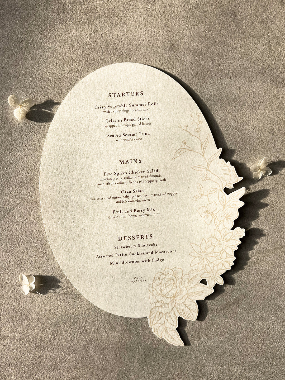 Vintage Romantic Die Cut Floral Menu