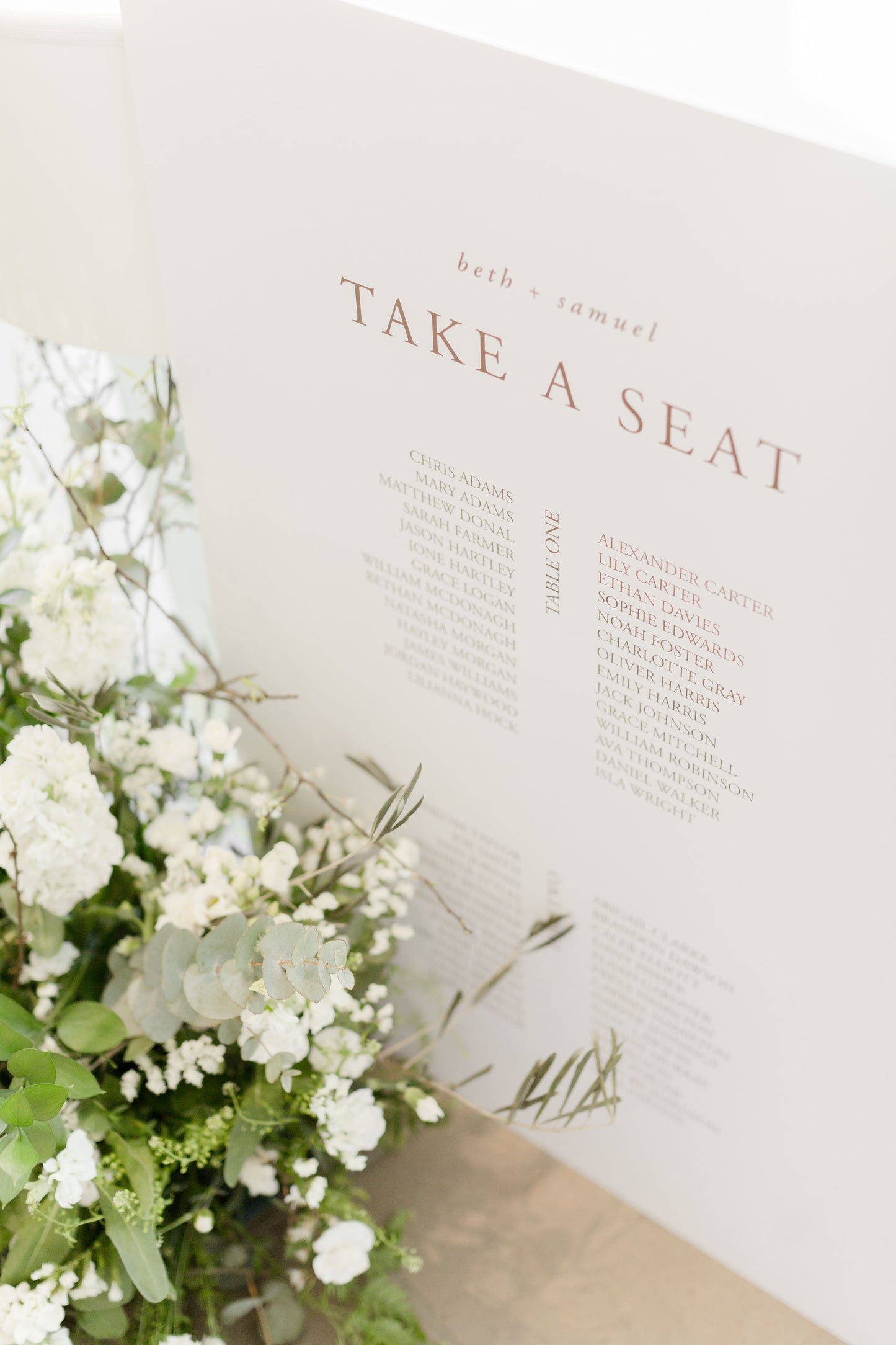 Classic Minimalist Seating Chart Board