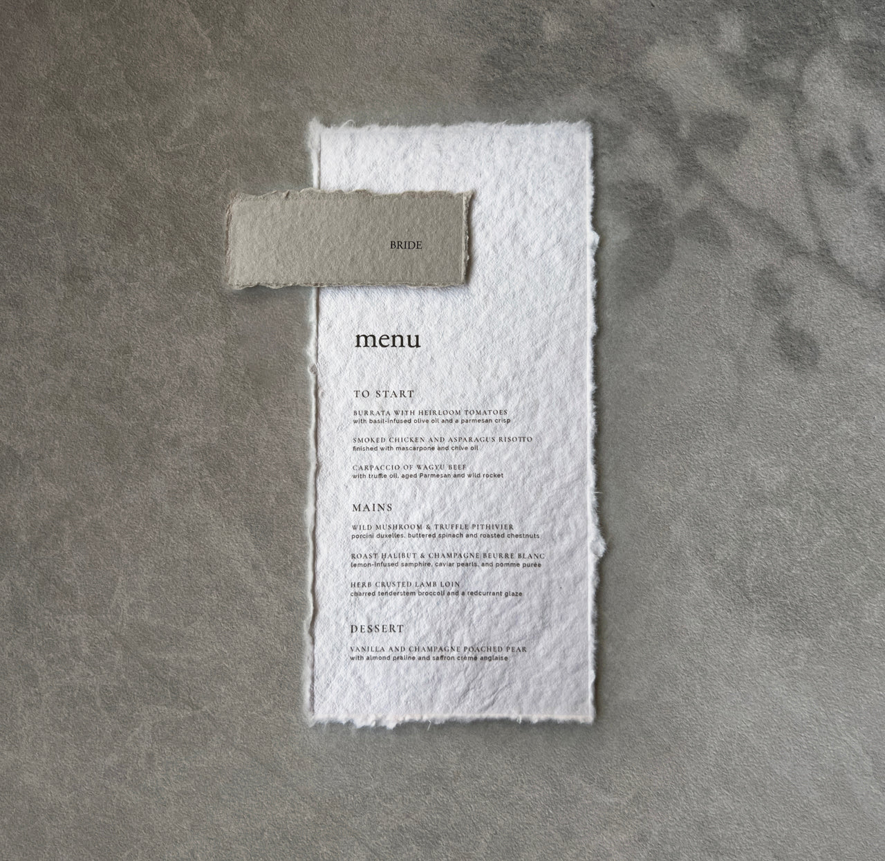 Rustic Menu with Place Cards