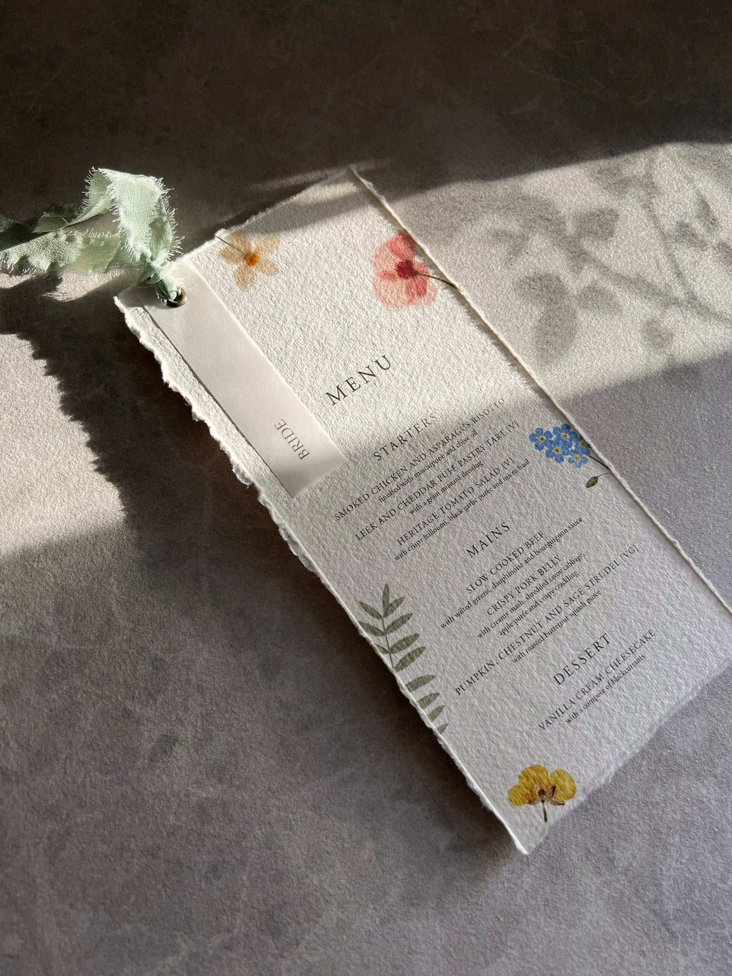 Wildflower Boho Menu with Place Cards