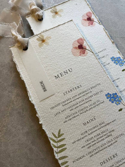 Wildflower Boho Menu with Place Cards