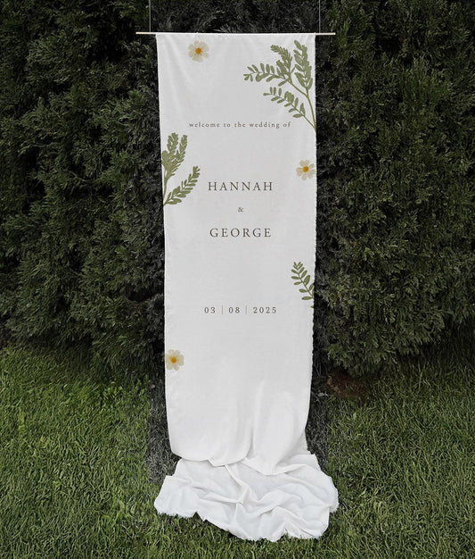 Enchanted Forest Boho Wedding Welcome Sign on Cotton Linen