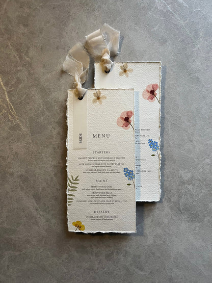 Wildflower Boho Menu with Place Cards