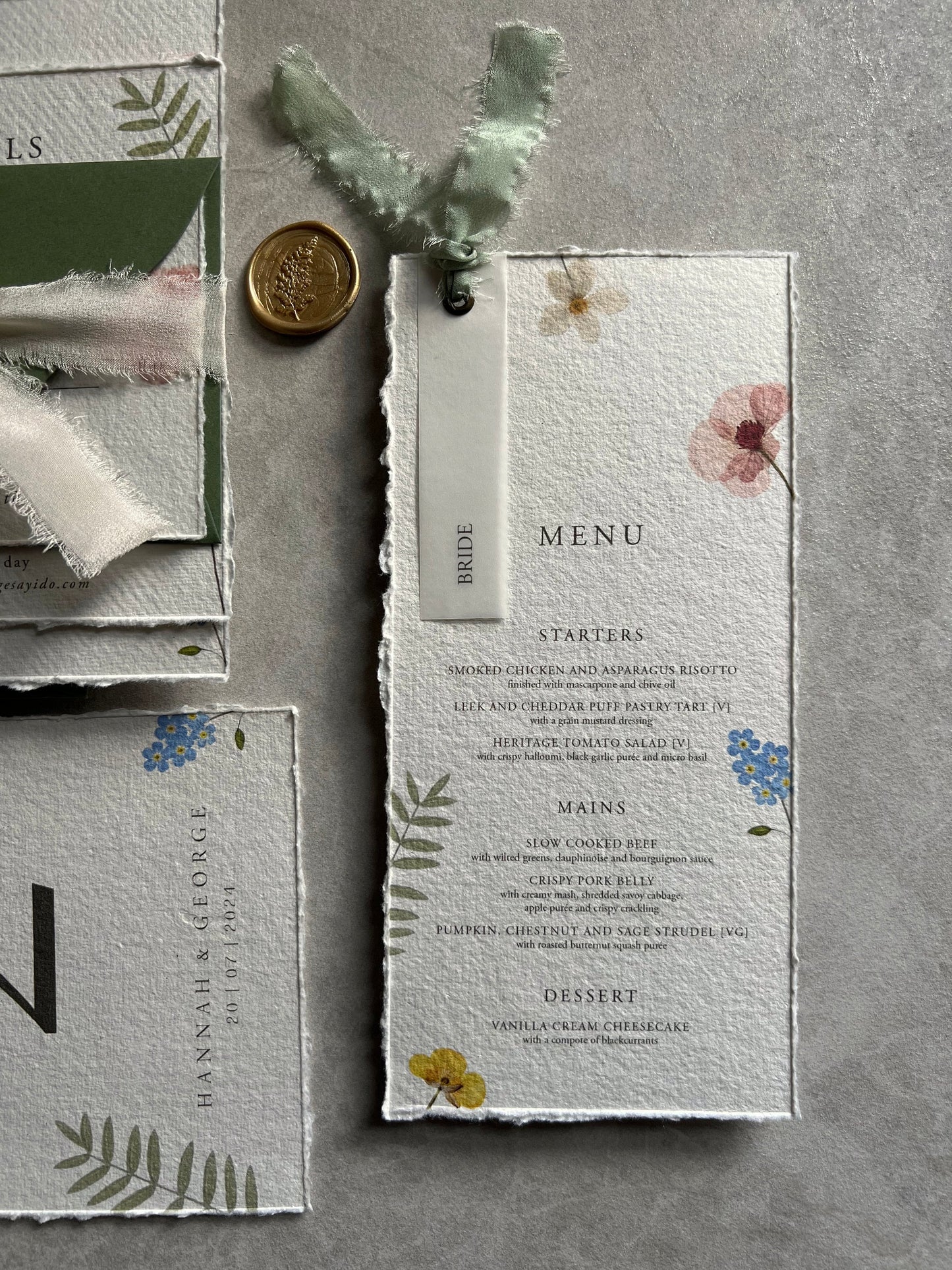 Wildflower Boho Menu with Place Cards