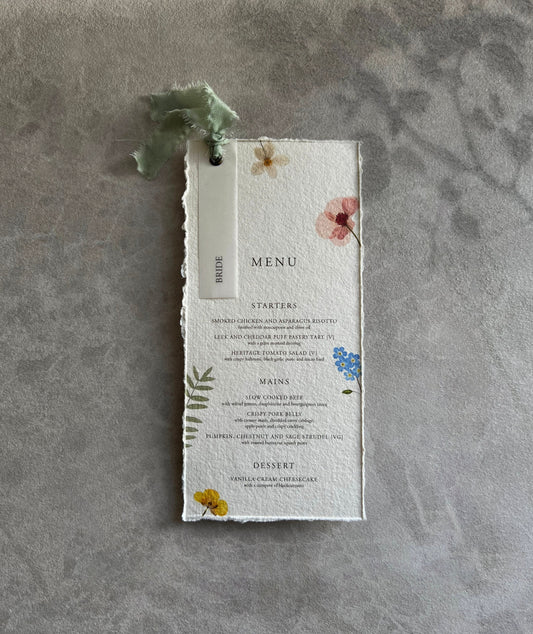 Wildflower Boho Menu with Place Cards
