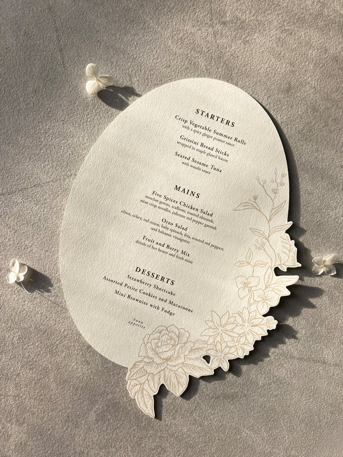 Vintage Romantic Die Cut Floral Menu