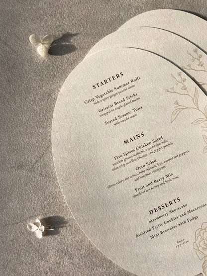 Vintage Romantic Die Cut Floral Menu