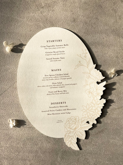 Vintage Romantic Die Cut Floral Menu