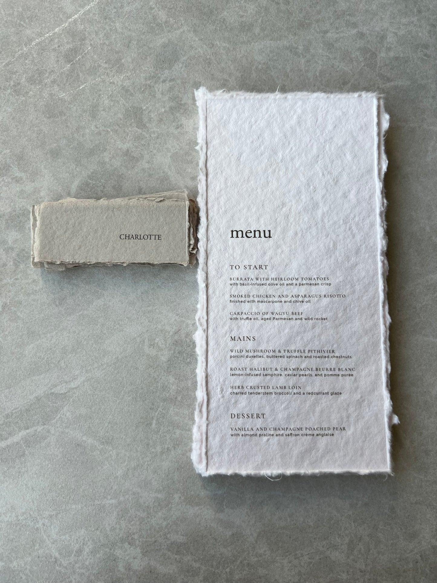 Rustic Menu with Place Cards