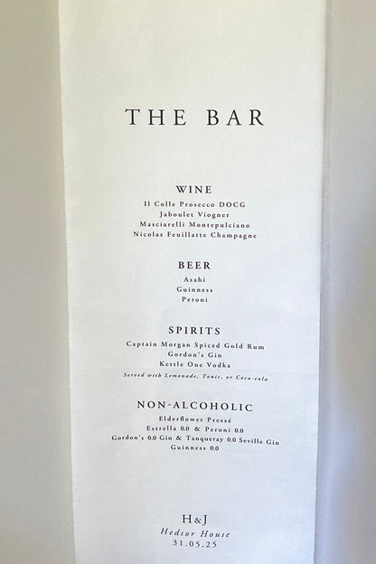 Linen Bar Menu